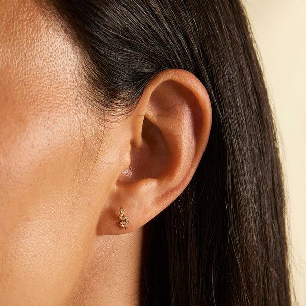 Astrid & Miyu Snake Crystal Studs In Gold