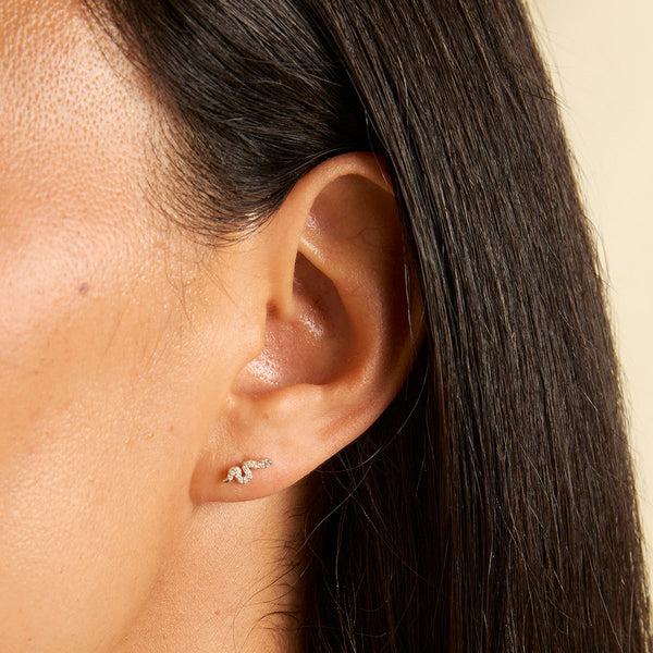 Astrid & Miyu Snake Crystal Studs In Silver