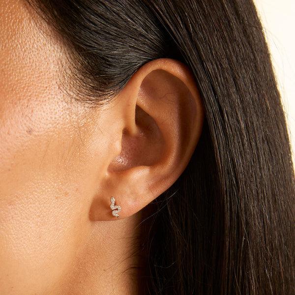 Astrid & Miyu Snake Crystal Studs In Silver