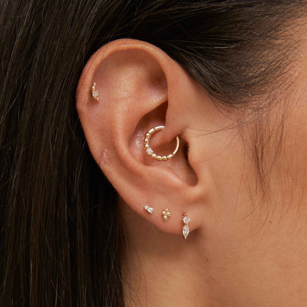 Astrid & Miyu Solid Gold Crystal Daith Hoop