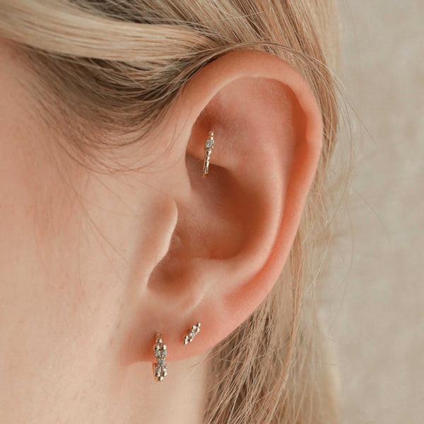 Astrid & Miyu Solid Gold Crystal Rook Hoop