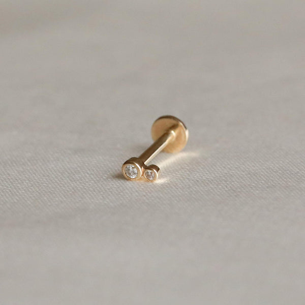 Astrid & Miyu Solid Gold Double Topaz Piercing Stud