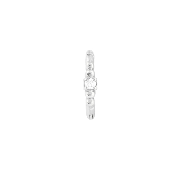Astrid & Miyu Solid White Gold Crystal Rook Hoop