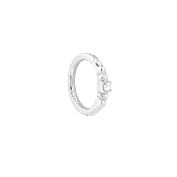 Astrid & Miyu Solid White Gold Crystal Rook Hoop