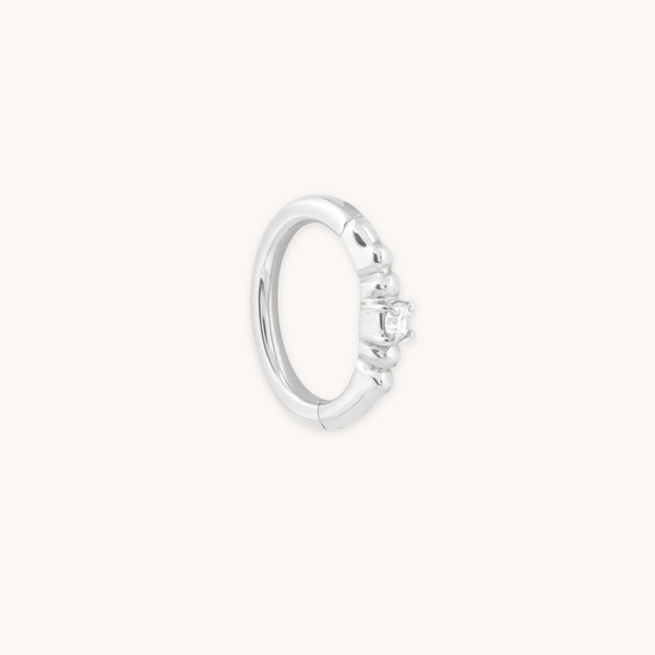 astrid & miyu Solid White Gold Crystal Rook Hoop
