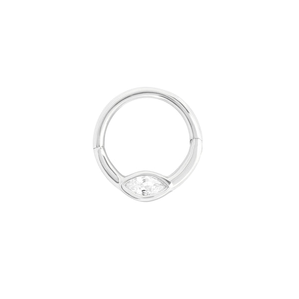 Astrid & Miyu Solid White Gold Marquise Daith Hoop