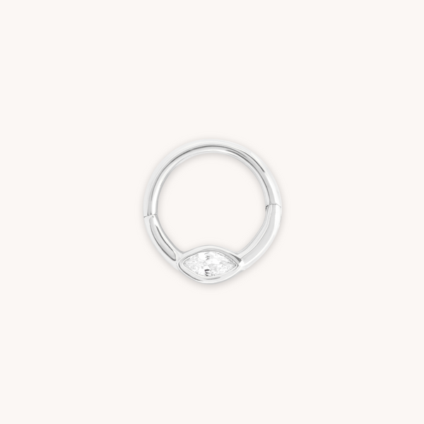 astrid & miyu Solid White Gold Marquise Daith Hoop