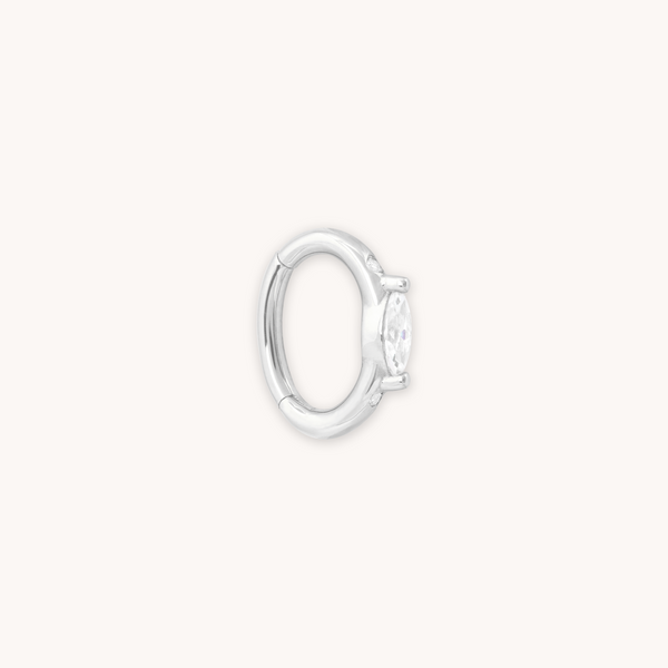 astrid & miyu Solid White Gold Marquise Rook Hoop