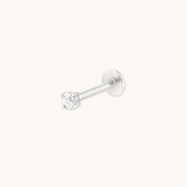 astrid & miyu Solid White Gold Topaz Piercing Stud