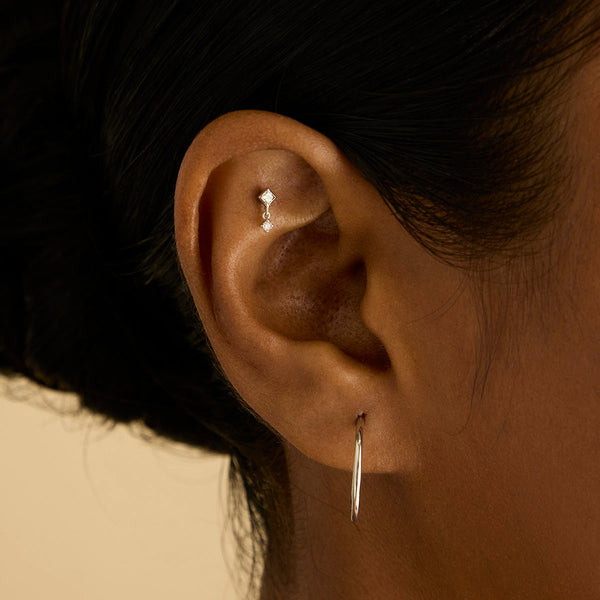 Astrid & Miyu Staple Hoops In Solid White Gold