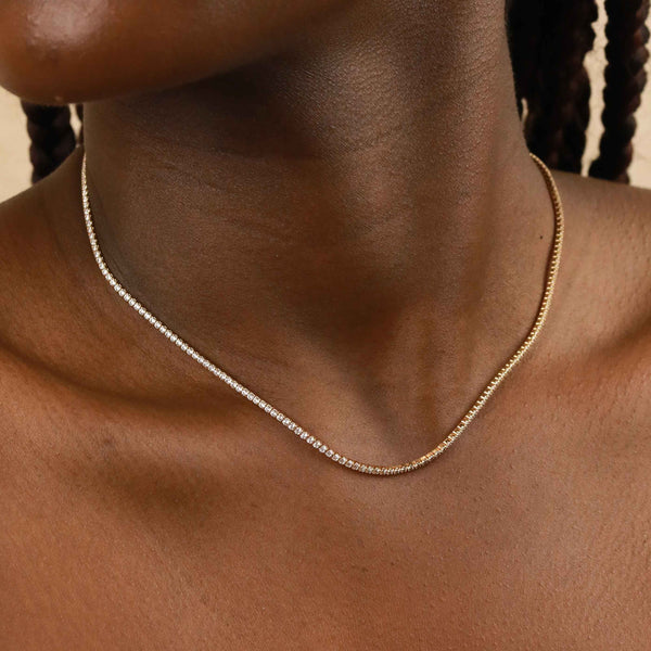 Astrid & Miyu Tennis Chain Necklace In Gold