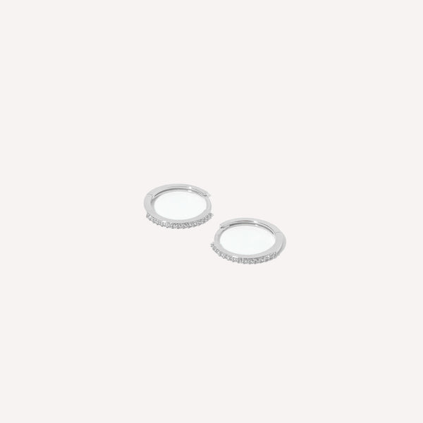 Astrid & Miyu Topaz 12mm Hoops In Solid White Gold