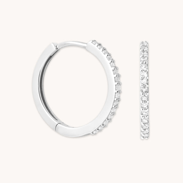 astrid & miyu Topaz 12mm Hoops in Solid White Gold