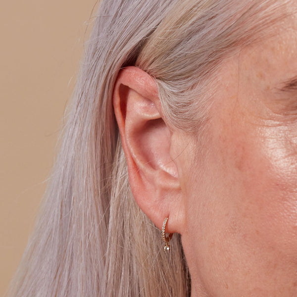 Astrid & Miyu Topaz Charm Hoops In Solid Gold