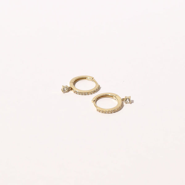 Astrid & Miyu Topaz Charm Hoops In Solid Gold