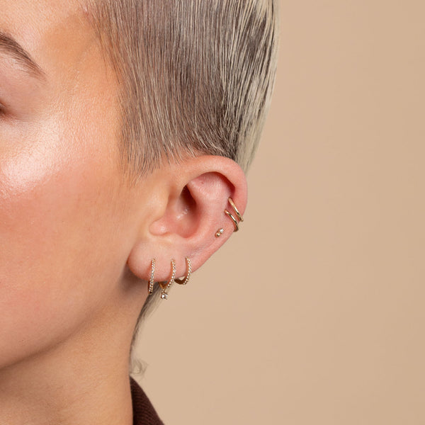 Astrid & Miyu Topaz Charm Hoops In Solid Gold