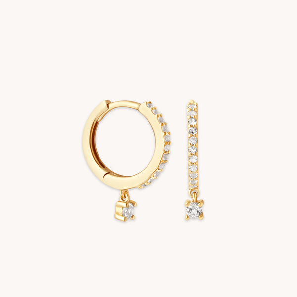 astrid & miyu Topaz Charm Hoops in Solid Gold