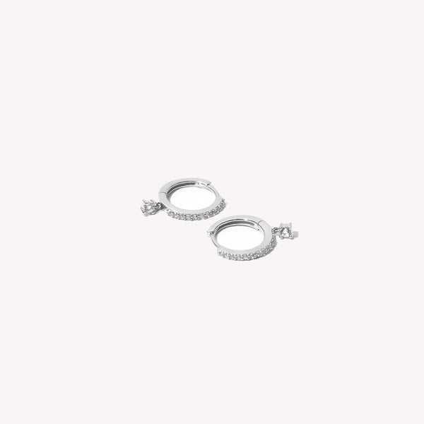 Astrid & Miyu Topaz Charm Hoops In Solid White Gold