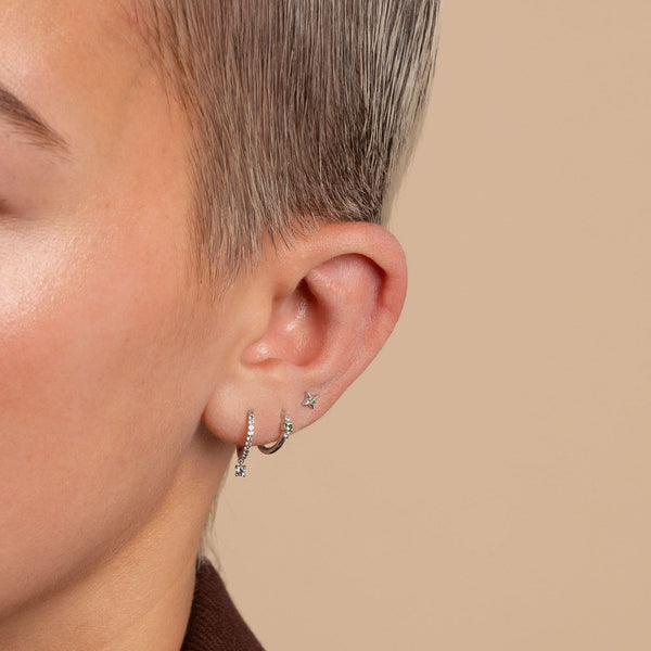 Astrid & Miyu Topaz Charm Hoops In Solid White Gold