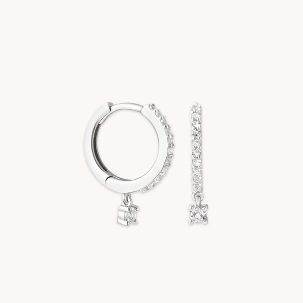 astrid & miyu Topaz Charm Hoops in Solid White Gold
