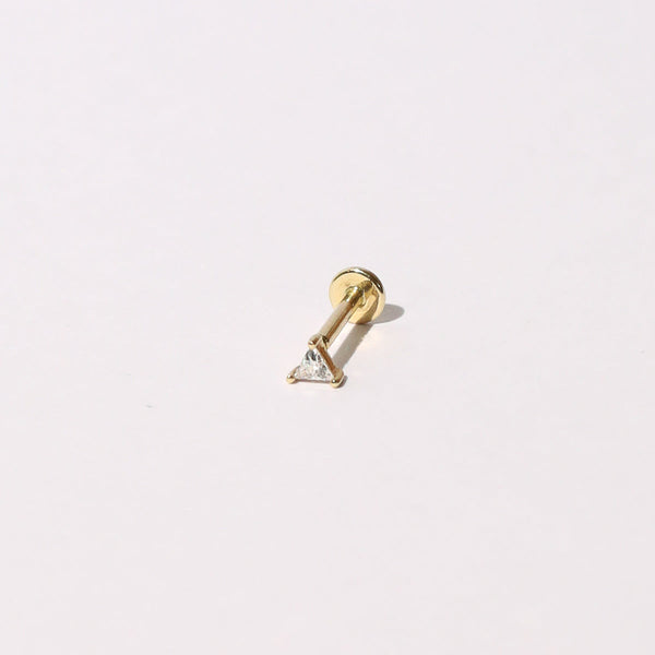 Astrid & Miyu Triangle Piercing Stud In Solid Gold