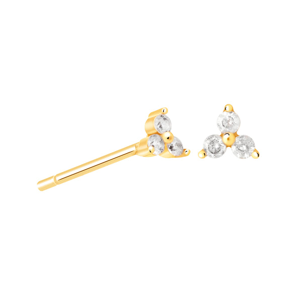 Astrid & Miyu Triple Crystal Stud Earrings In Gold