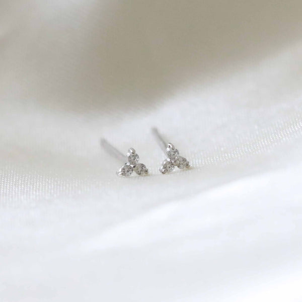 Astrid & Miyu Triple Crystal Stud Earrings In Silver