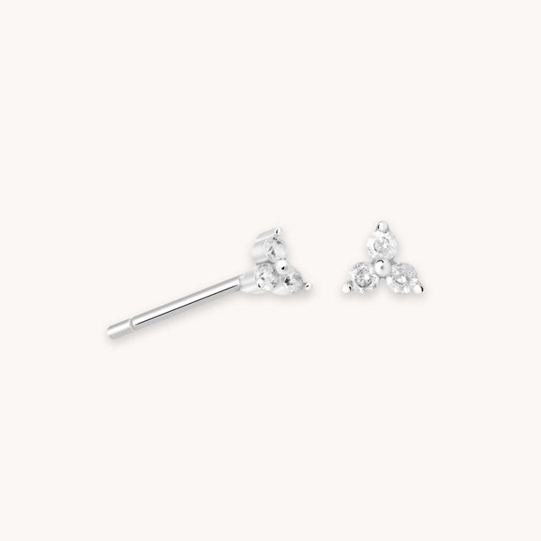 astrid & miyu Triple Crystal Stud Earrings in Silver