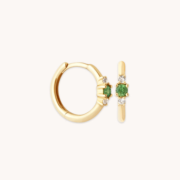 astrid & miyu Tsavorite Hoops in Solid Gold
