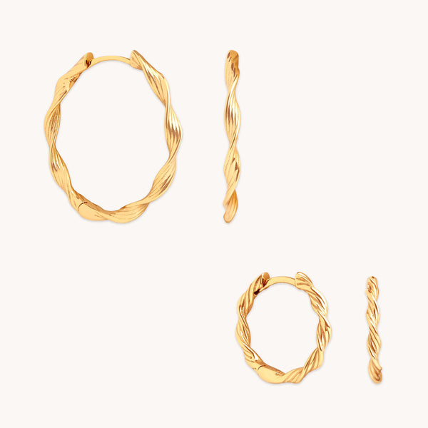 astrid & miyu Twist Hoops Gift Set in Gold