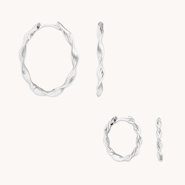 astrid & miyu Twist Hoops Gift Set in Silver