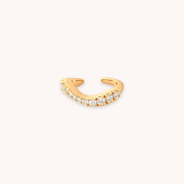 astrid & miyu Wave Crystal Ear Cuff in Gold