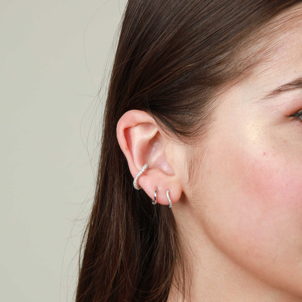 Astrid & Miyu Wave Crystal Ear Cuff In Silver