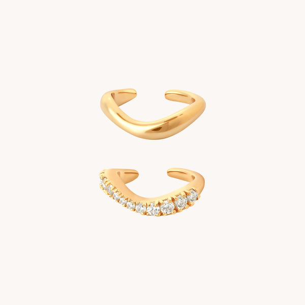 astrid & miyu Wave Cuff Gift Set in Gold