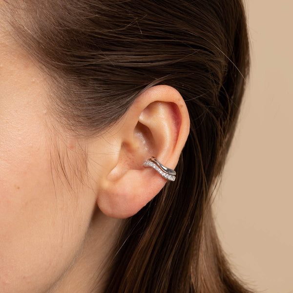 Astrid & Miyu Wave Cuff Gift Set In Silver