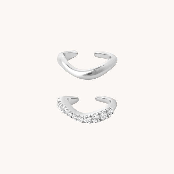 astrid & miyu Wave Cuff Gift Set in Silver