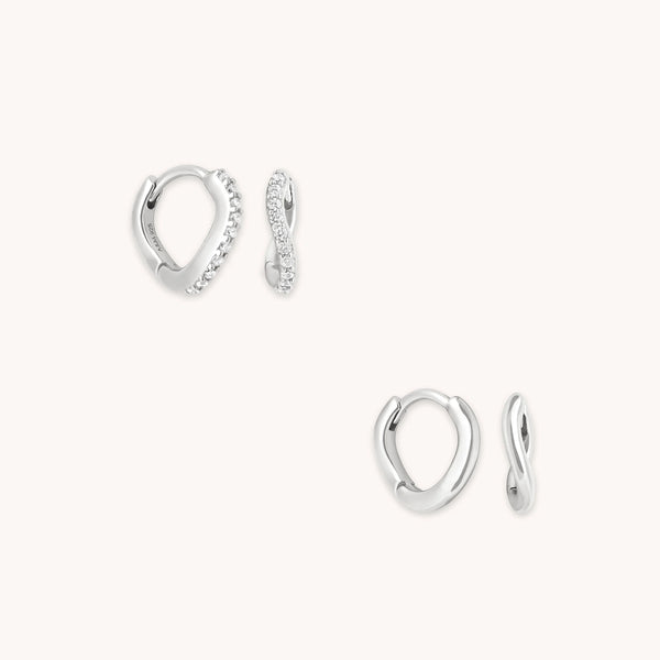 astrid & miyu Wave Huggies Gift Set in Silver