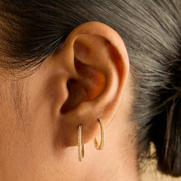 Astrid & Miyu White Topaz Pavé Hoops In Solid Gold