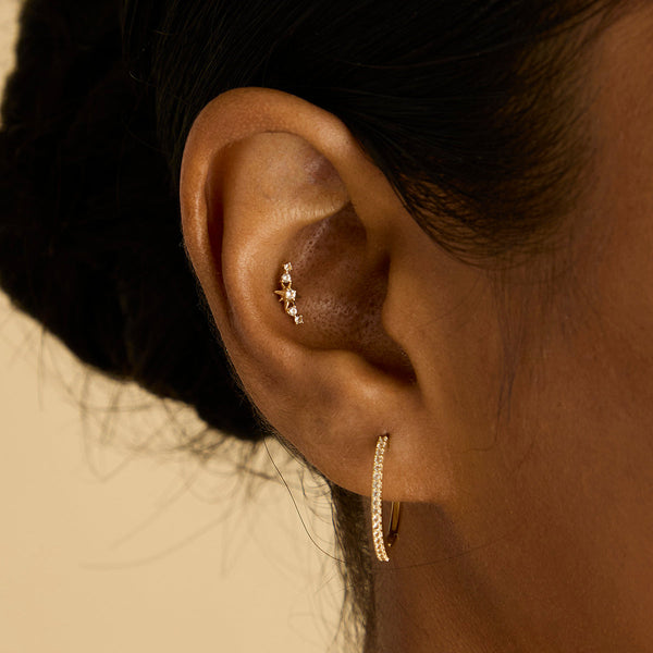 Astrid & Miyu White Topaz Pavé Hoops In Solid Gold