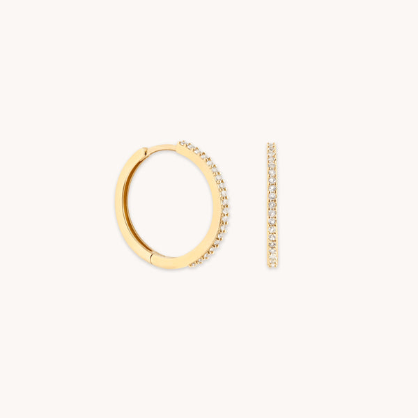 astrid & miyu White Topaz Pavé Hoops in Solid Gold
