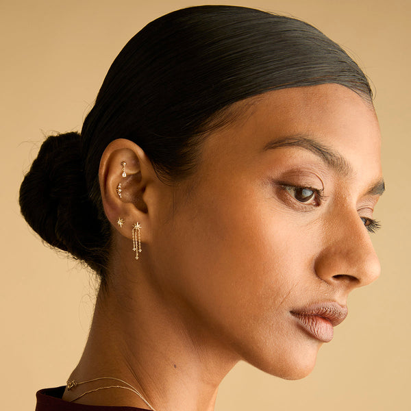 Astrid & Miyu White Topaz Star Studs In Solid Gold