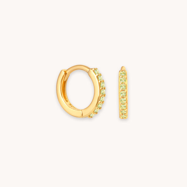 astrid & miyu August Birthstone Huggies in Gold with Peridot CZ