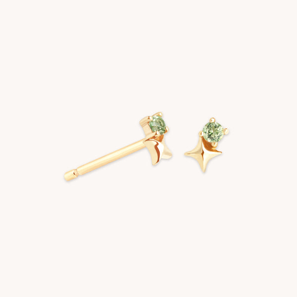 astrid & miyu August Peridot Birthstone Earrings in Solid Gold