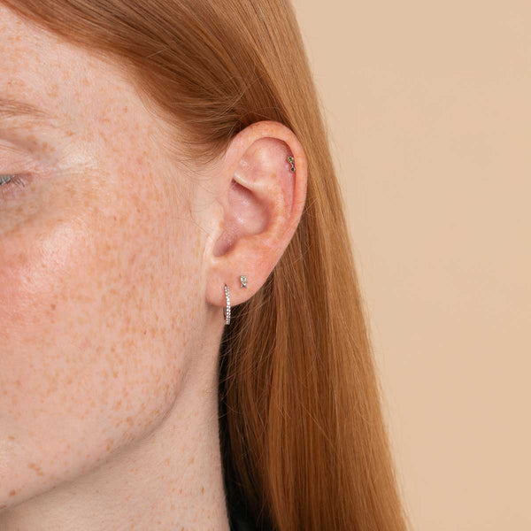 Astrid & Miyu August Peridot Birthstone Earrings In Solid White Gold