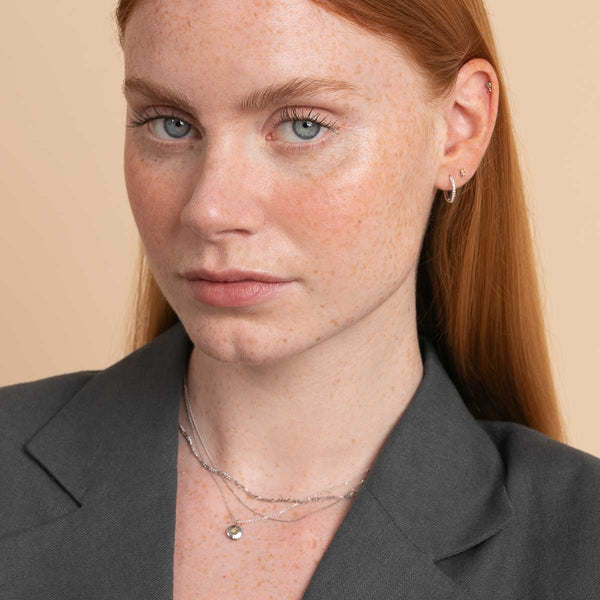 Astrid & Miyu August Peridot Birthstone Earrings In Solid White Gold