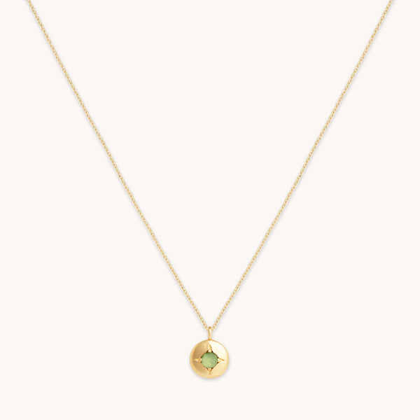 astrid & miyu August Peridot Birthstone Necklace in Solid Gold