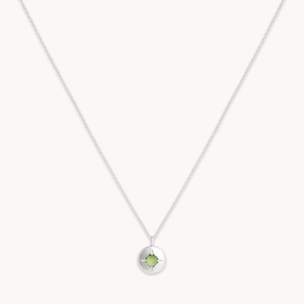 astrid & miyu August Peridot Birthstone Necklace in Solid White Gold