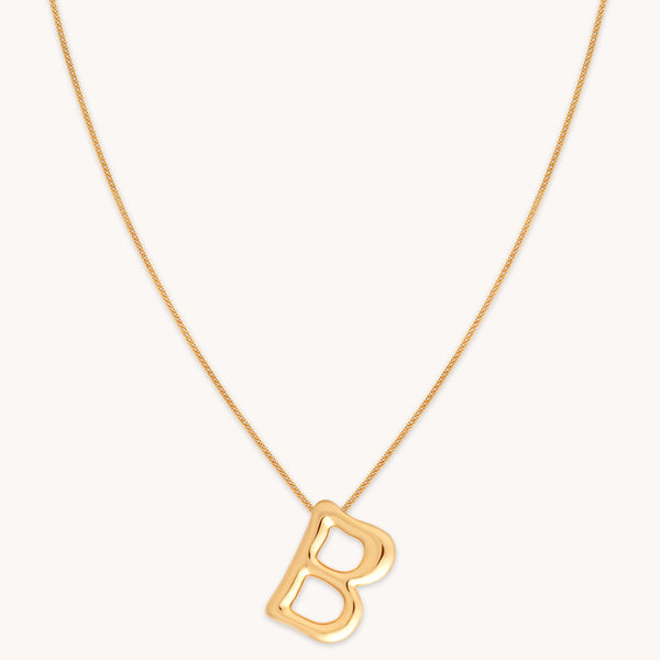 astrid & miyu B Initial Bold Pendant Necklace in Gold