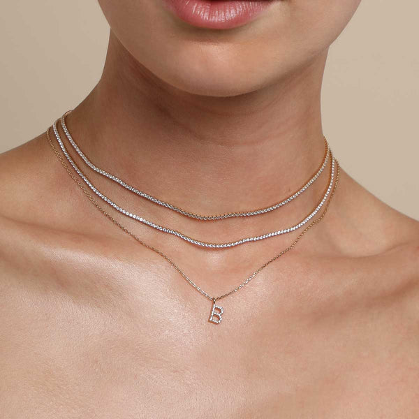 Astrid & Miyu B Initial Pavé Pendant Necklace In Gold