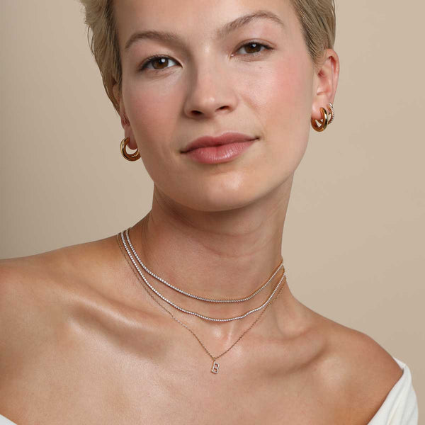 Astrid & Miyu B Initial Pavé Pendant Necklace In Gold